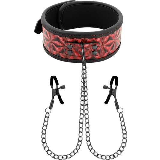 BEGME - RED EDITION COLLAR WITH NIPPLE CLAMPS WITH NEOPRENE LINING