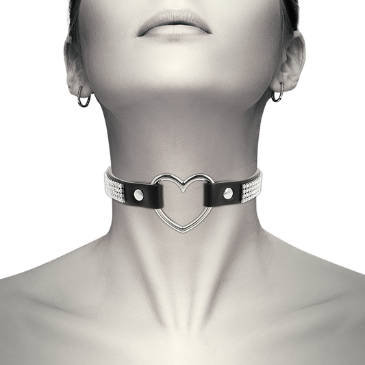 COQUETTE CHIC DESIRE - VEGAN LEATHER CHOKER WITH HEART