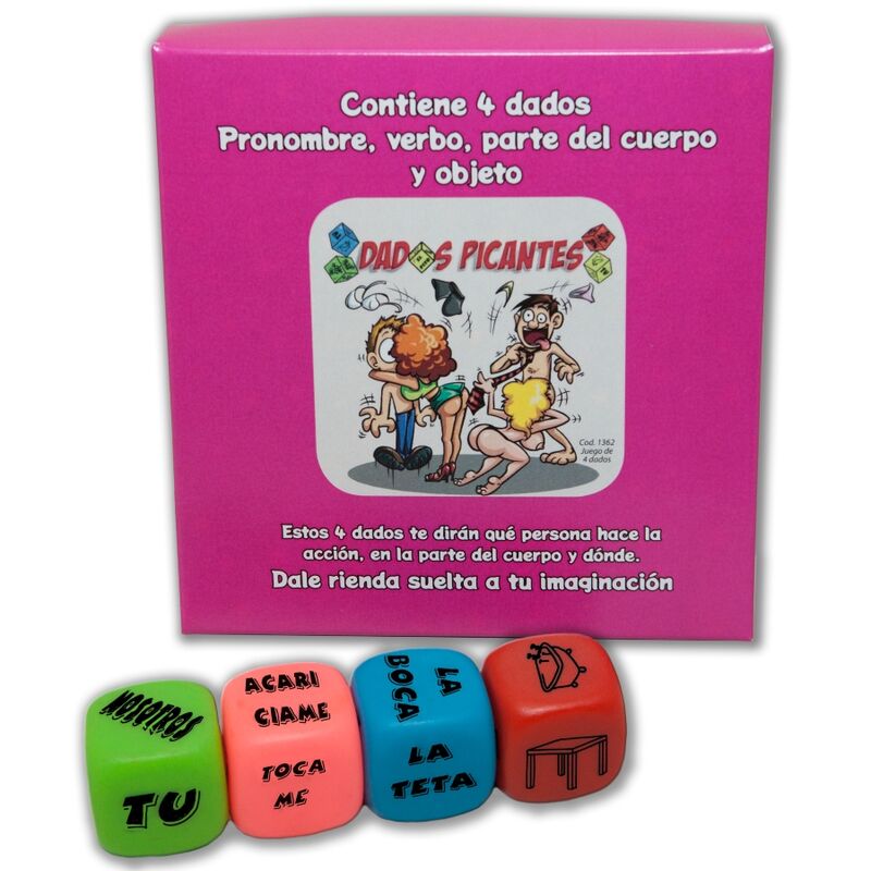 DIABLO PICANTE - 4 DICE GAME OF PRONOUN, VERB, PART OF THE BODY AND PLACE