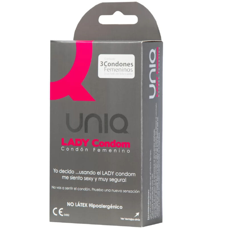 UNIQ - LADY CONDOM LATEX FREE FEMALE CONDOMS WITH GARTER BELT 3 UNITS