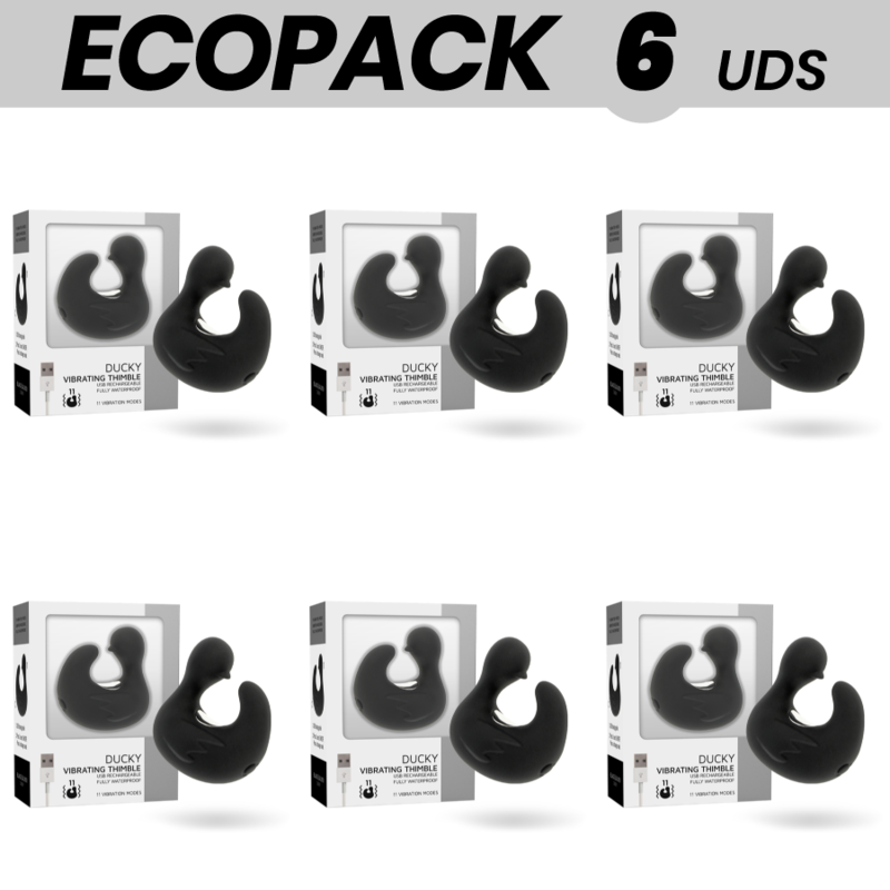 ECOPACK 6 UNITS - BLACK&amp;SILVERDUCKYMANIA VIBRATOR BLACK