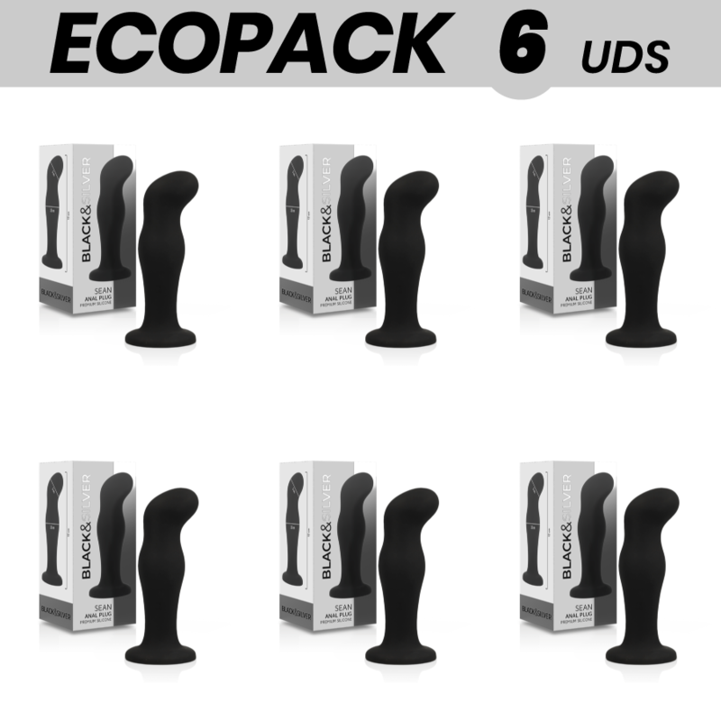 ECOPACK 6 UNITS - MUSTA&amp;HOPEA SEAN ANAL PLUG PREMIUM SILICONE BLACK