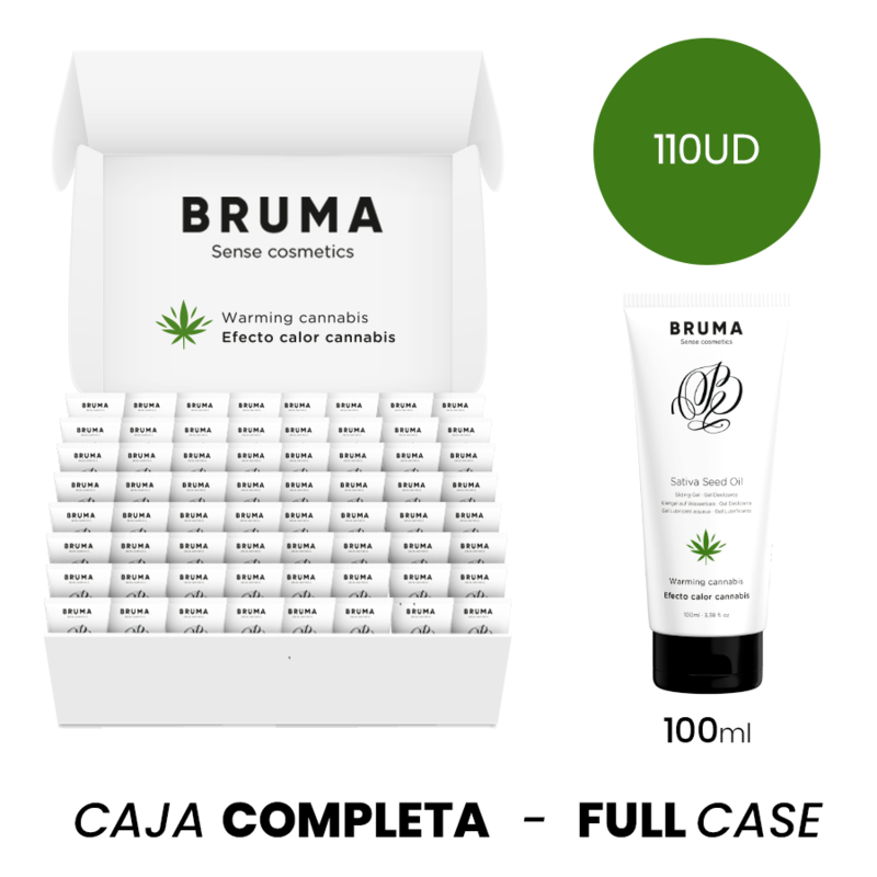 MOQ 110 - BRUMA SATIVA SIEMENÖLJY LIUKUTUSGEELI LÄMMINTÄVÄ KANABIKSEN MAKU - 100 ML