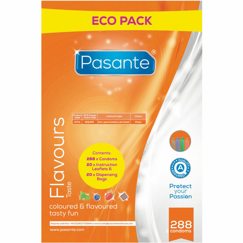 PASANTE - CONDOMS ECO PACK FLAVORS BAG 288 UNITS