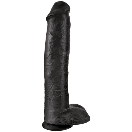 KING COCK - REALISTINEN PENIS PALLOILLA 34.2 CM MUSTA