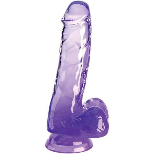 KING COCK CLEAR - REALISTIC PENIS WITH BALLS 13.5 CM PURPLE