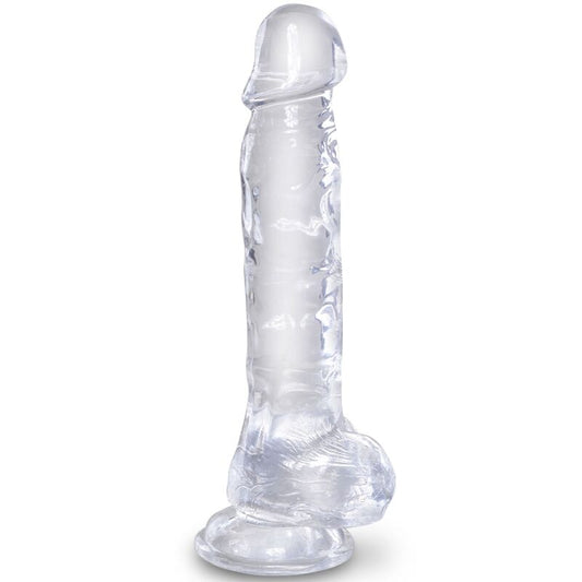 KING COCK CLEAR - REALISTINEN PENIS PALLOILLA 16,5 CM LÄPINÄKYVÄ