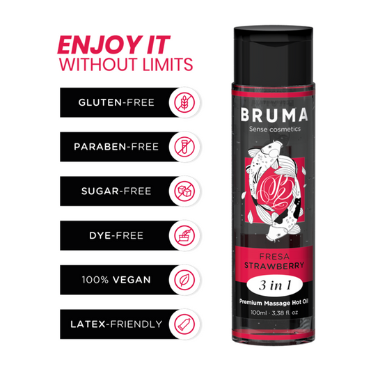 BRUMA - PREMIUM MASSAGE HOT OIL STRAWBERRY 3 IN 1 - 100 ML